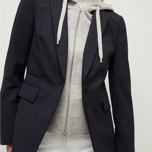$275 Veronica Beard 100% cashmere Hoodie Dickey Jacket insert zip Heather gray